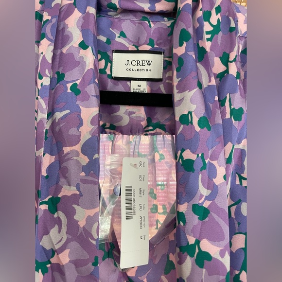 J Crew Collection Pink Purple Lilac Ratti Floral tie bow neck Blouse size M NWT - Picture 4 of 7